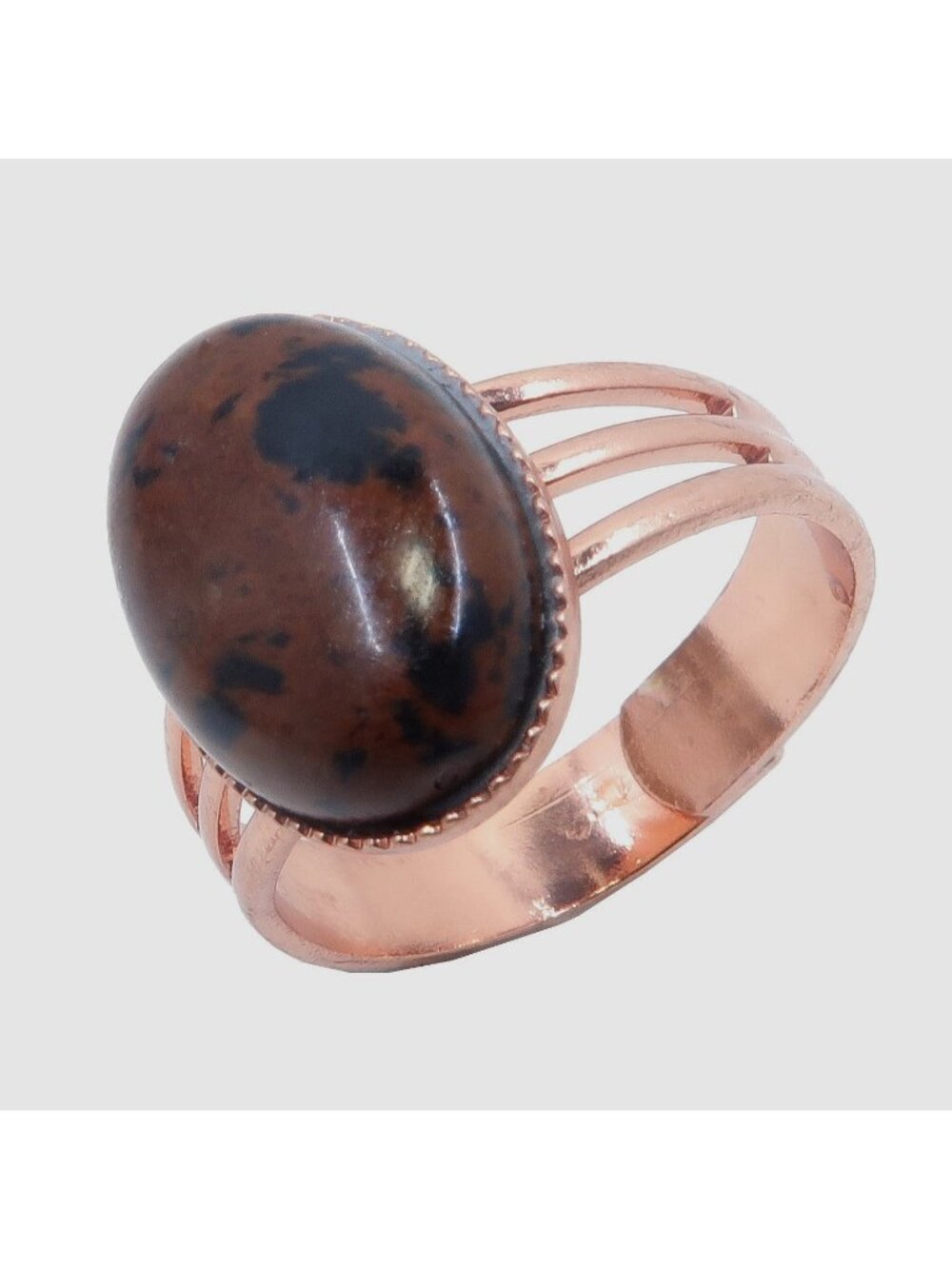 Mahogany Obsidian Ring Crystal Copper Adjustable Size 4 to 10 Boho Gemstone Jewe
